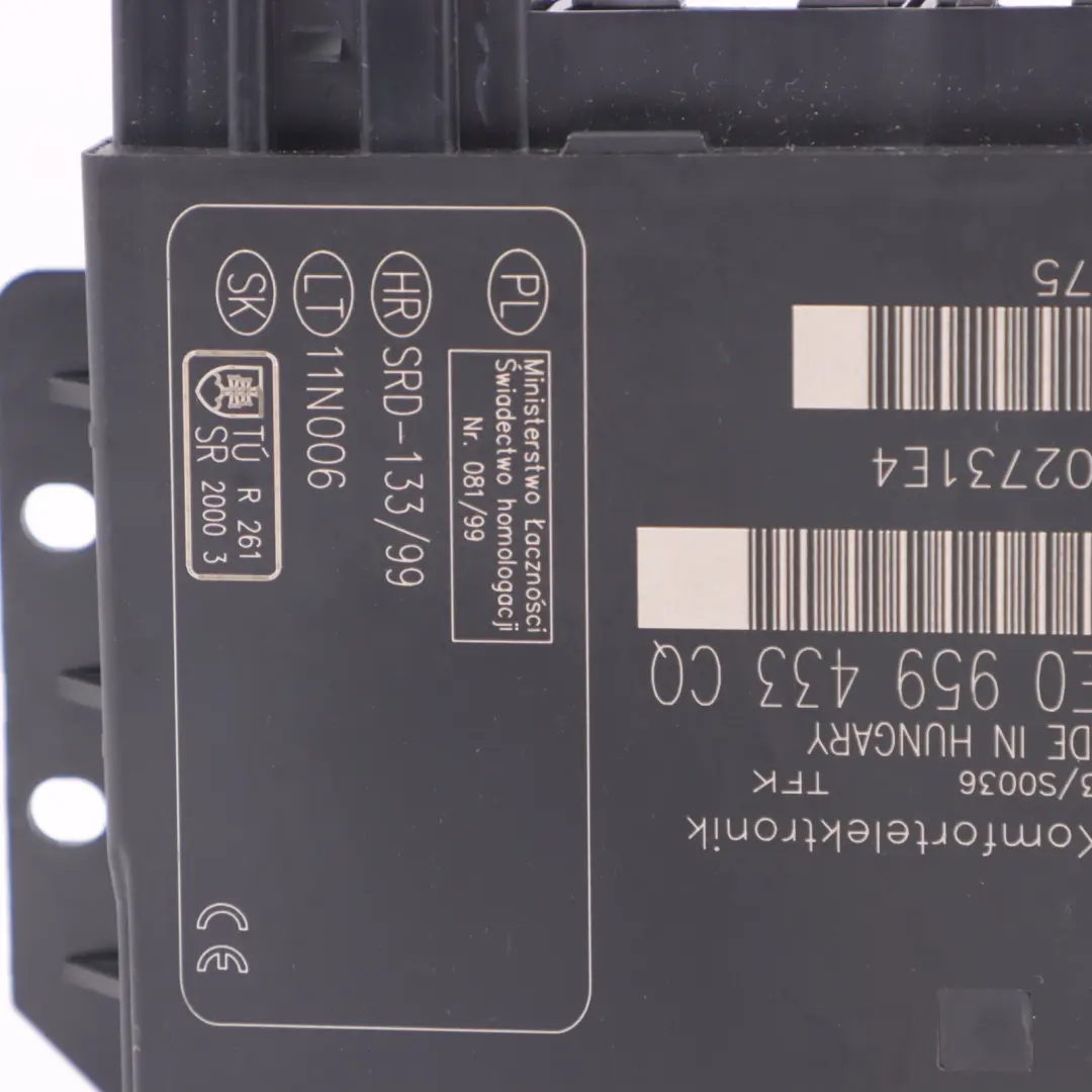 Audi A4 B7 Contrôle confort corps BCM Unité module dalimentation ECU 8E0959433CQ - SKU 8E0959433CR - Numéro de pièce 8E0959433CR
