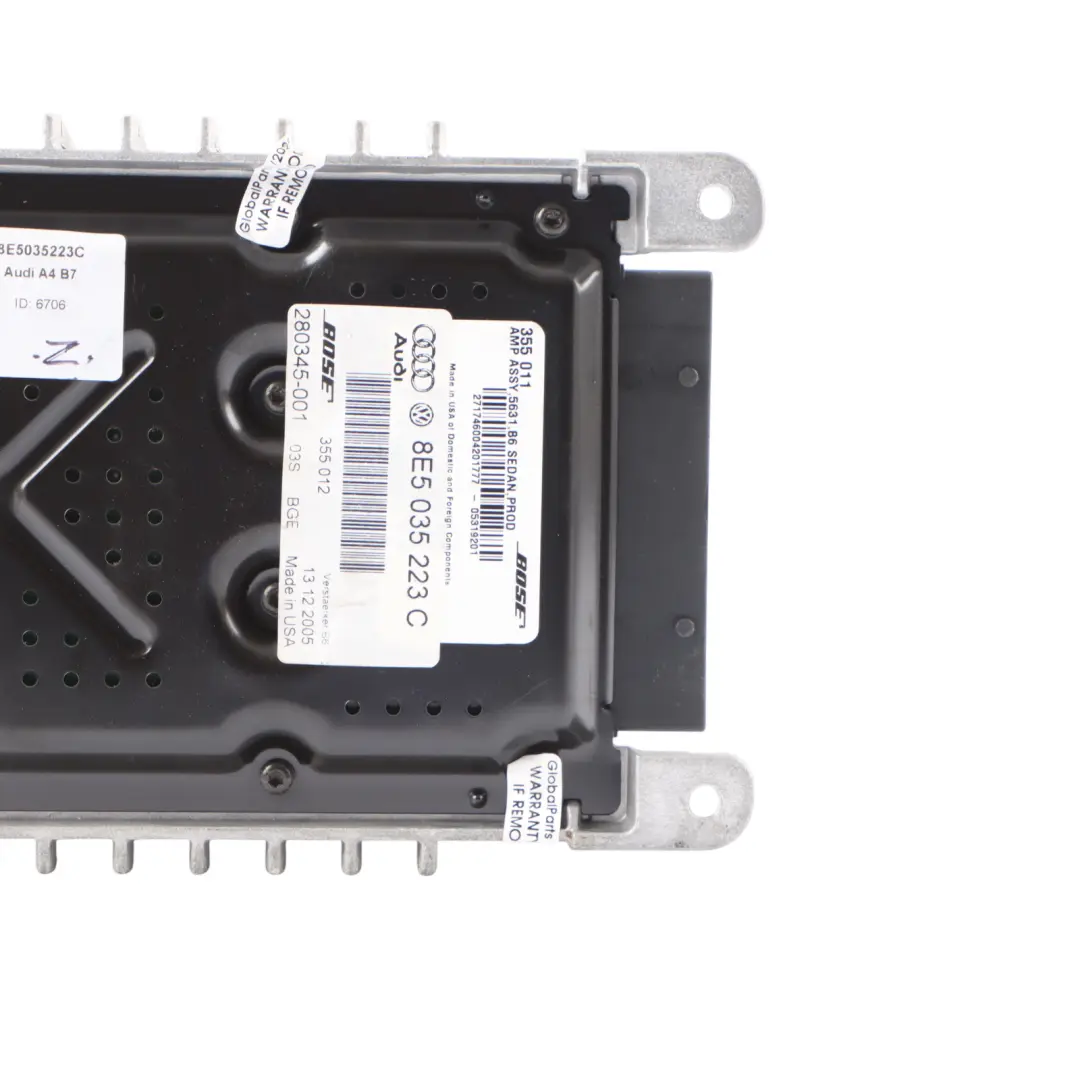 Sound Stereo Bose Amplifier to Audi A4 B7 with Part number 8E5035223C Audi A4 B7 Sound Stereo Bose Amplifier - SKU 8E5035223C - Part number 8E5035223C