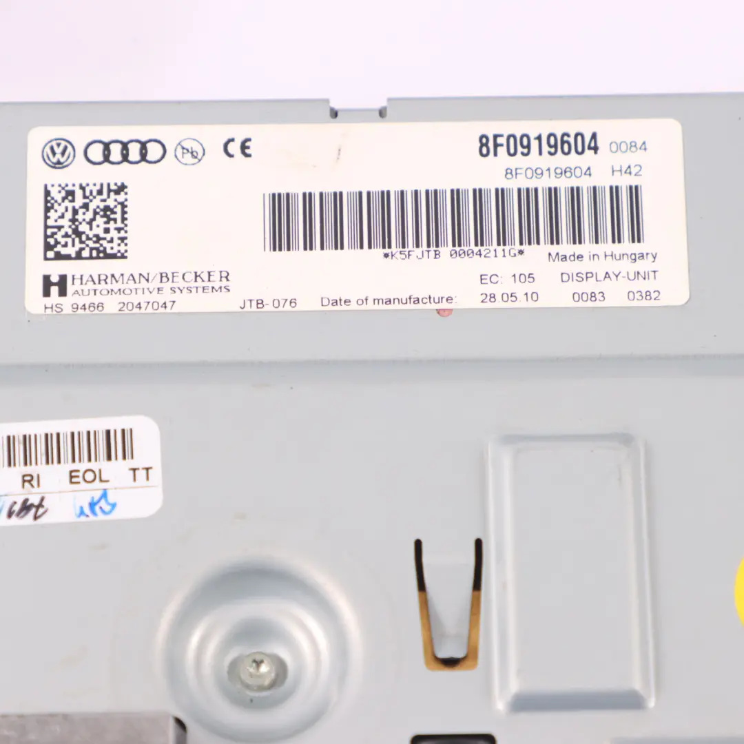 Pantalla visualización Multimedia Navegación Sat Unidad Audi Q5 8R - SKU 8F0919604 - Número de pieza 8F0919604
