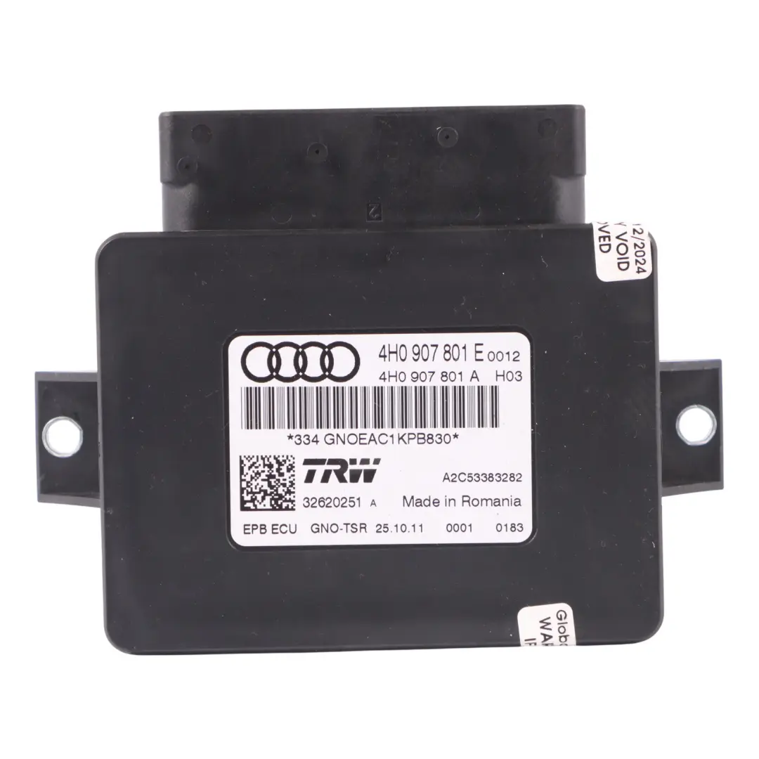 4G8 Elektrische Handbremse Steuermodul TRW 4H0907801A für AUDI A7 mit Teilenummer 4H0907801E AUDI A7 4G8 Elektrische Handbremse Steuermodul TRW 4H0907801A - SKU 4H0907801E - Teilenummer 4H0907801E