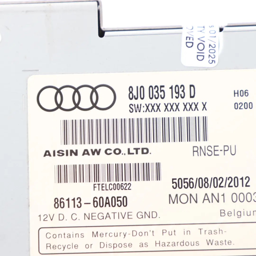 Audi TT 8J Centre Console Multimedia Navigation Control CD Player - SKU 8J0035193D - Part number 8J0035193D