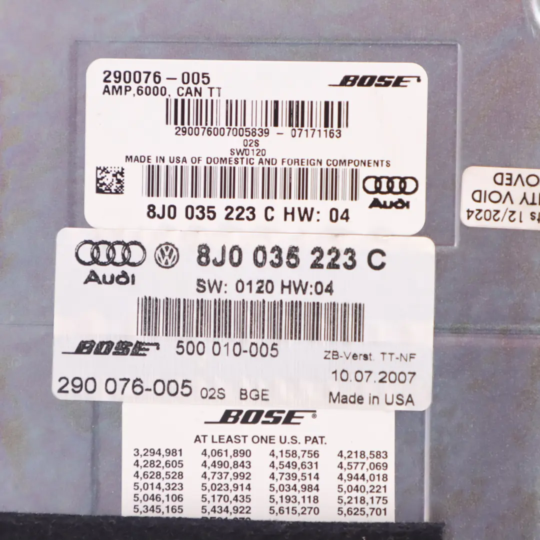 Wzmacniacz Audio Premium Sound Booster Sterownik Bose do Audi TT 8J o numerze 8J0035223C Audi TT 8J Wzmacniacz Audio Premium Sound Booster Sterownik Bose - SKU 8J0035223C - Numer Części 8J0035223C