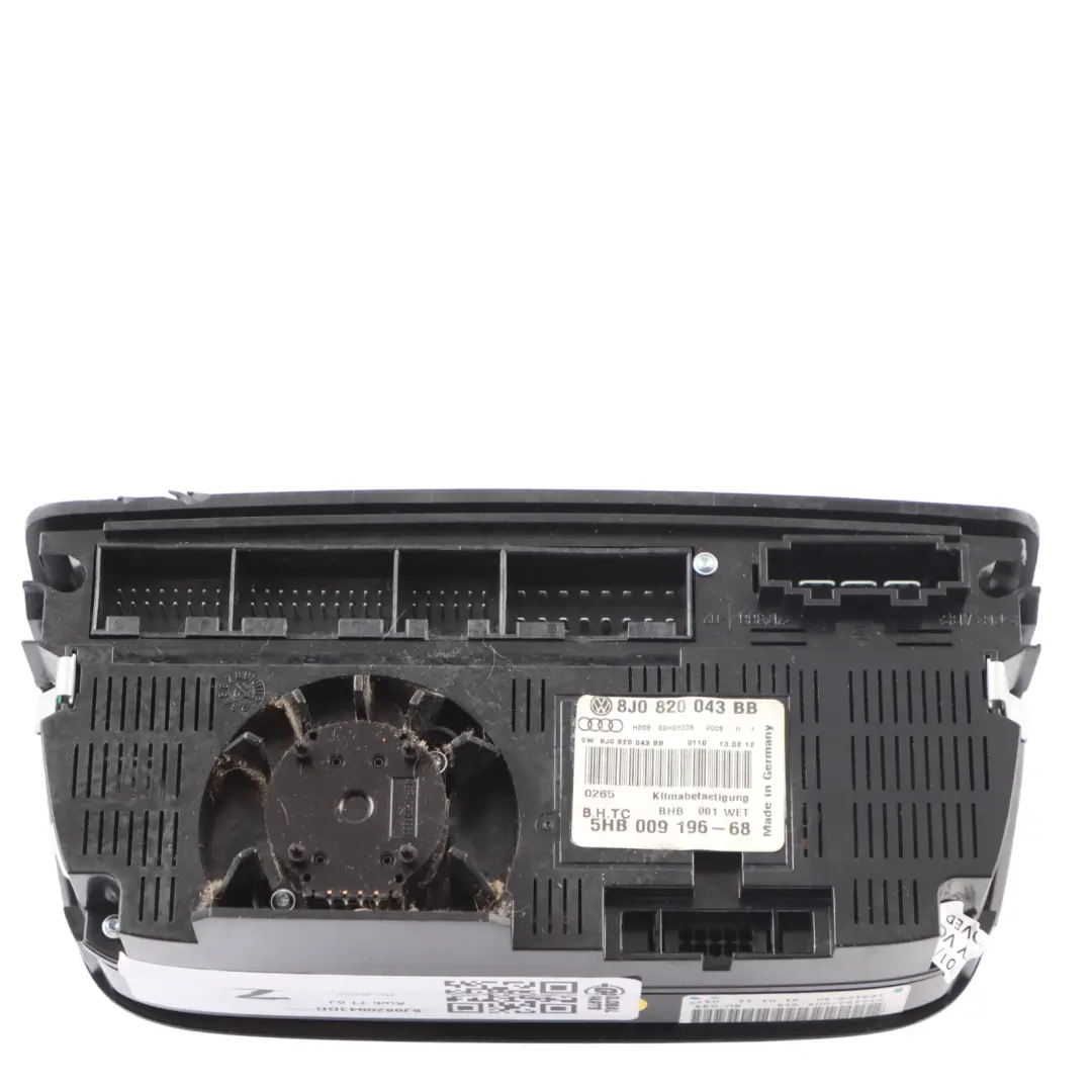 Audi TT 8J Klimaanlage A/C Klimasteuerung Heizung Schalttafel 8J0820043AQ - SKU 8J0820043BB - Teilenummer 8J0820043BB
