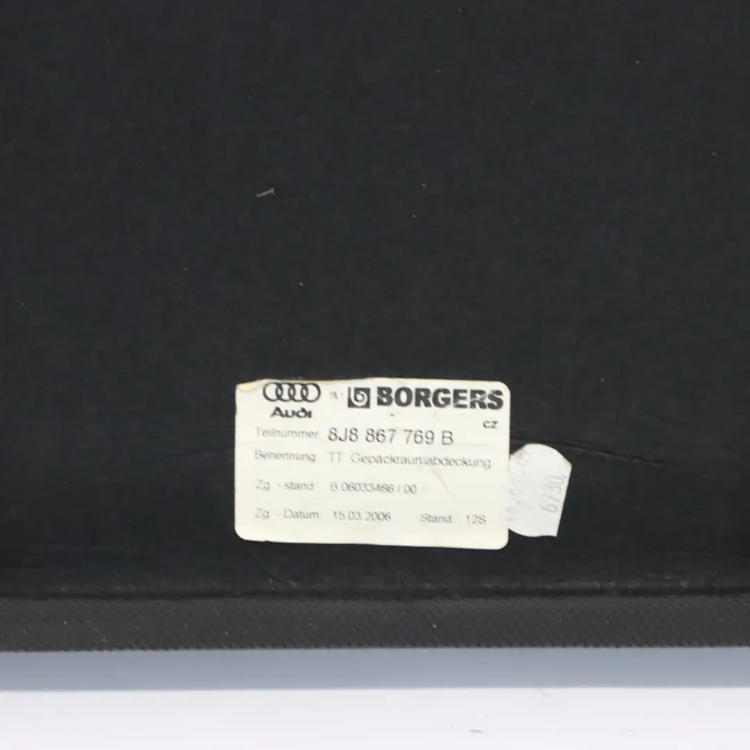 Lower Parcel Shelf Larger Section Load Cover Black to Audi TT 8J Rear with Part number 8J8867769B Audi TT 8J Rear Lower Parcel Shelf Larger Section Load Cover Black - SKU 8J8867769B - Part number 8J8867769B