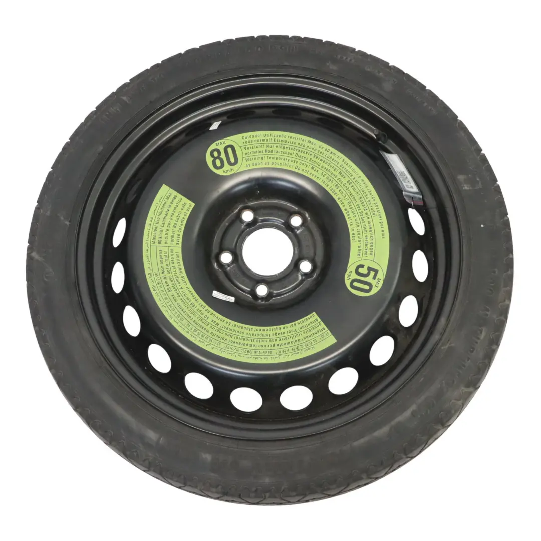 Rueda Repuesto Acero R19 4J ET29 Continental 125/70 para Audi A4 B8 con número de pieza 8K0601027B Audi A4 B8 Rueda Repuesto Acero R19 4J ET29 Continental 125/70 - SKU 8K0601027B-1 - Número de pieza 8K0601027B