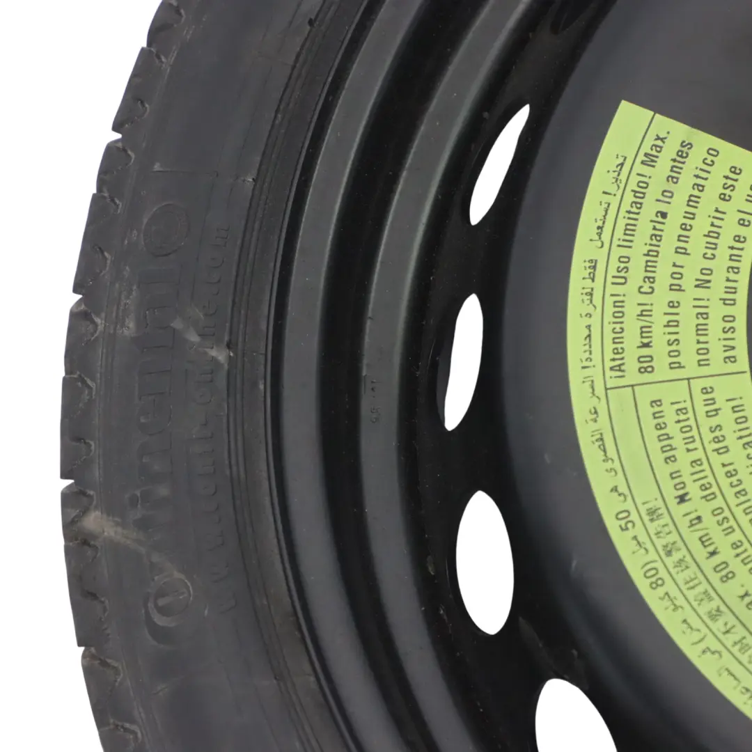 Spare Wheel Steel R19 4J ET29 Continental 125/70 to Audi A4 B8 Compact with Part number 8K0601027B Audi A4 B8 Compact Spare Wheel Steel R19 4J ET29 Continental 125/70 - SKU 8K0601027B-1 - Part number 8K0601027B