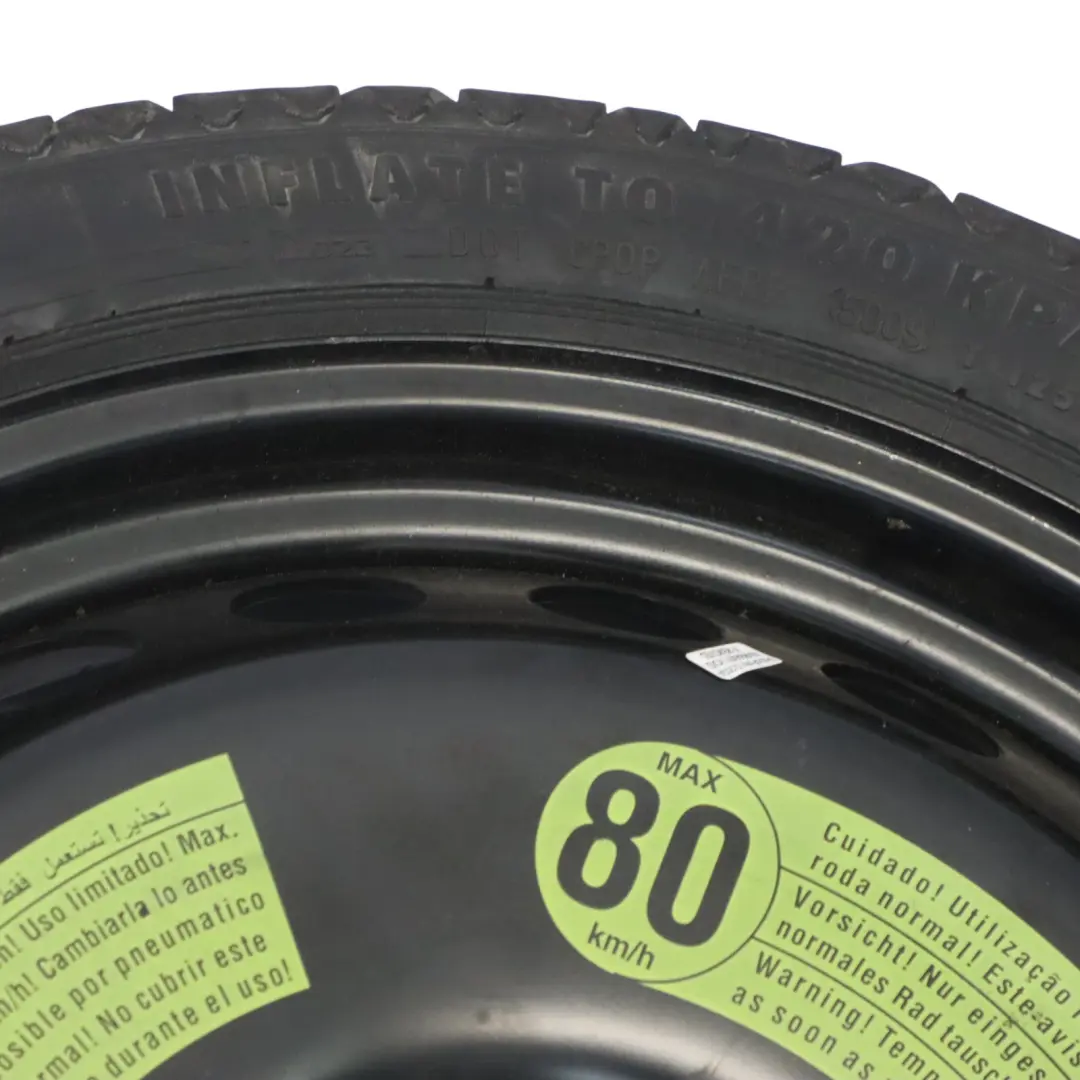 Spare Wheel Steel R19 4J ET29 Continental 125/70 to Audi A4 B8 Compact with Part number 8K0601027B Audi A4 B8 Compact Spare Wheel Steel R19 4J ET29 Continental 125/70 - SKU 8K0601027B-1 - Part number 8K0601027B