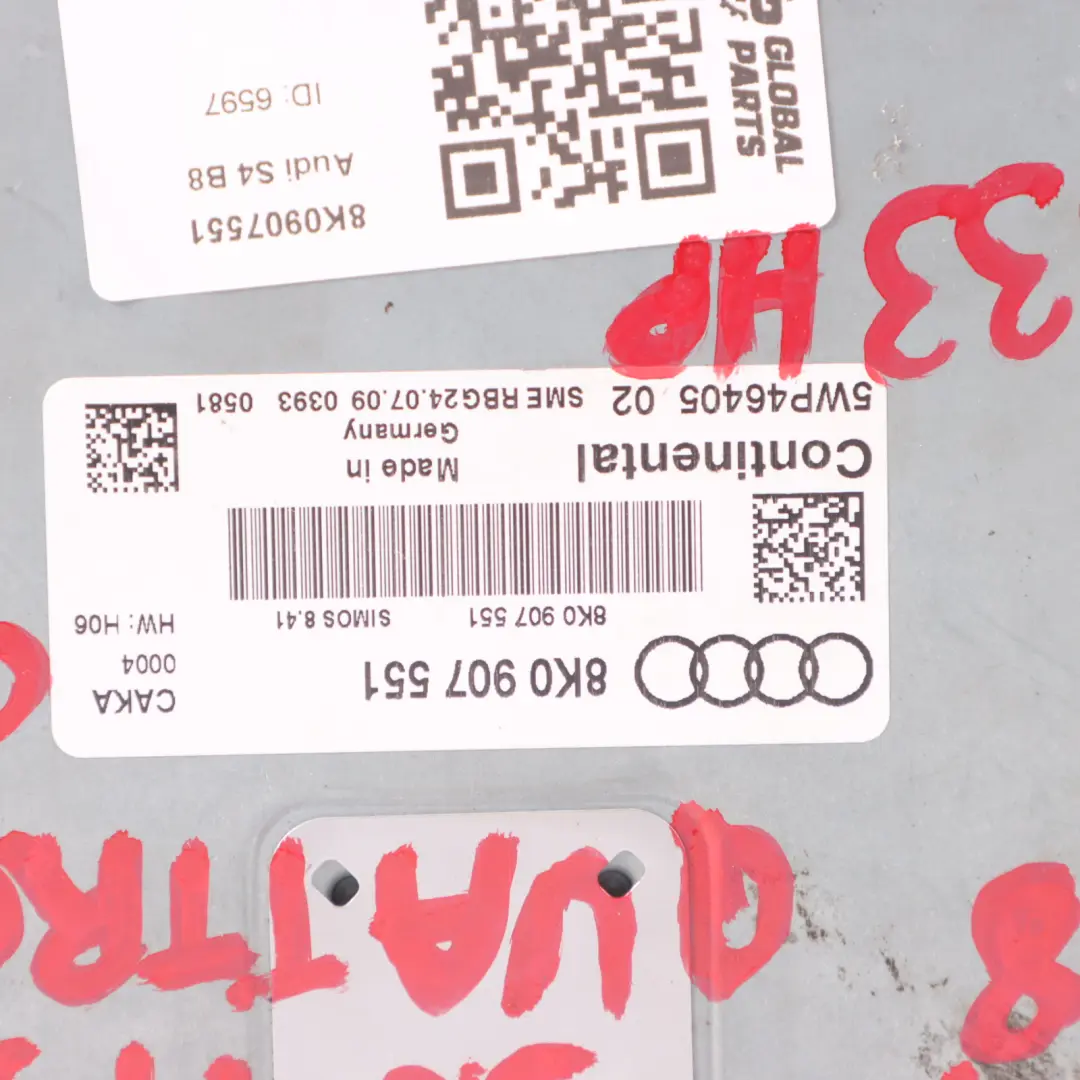 Audi A4 S4 B8 3.0 TFSI 333HP CAKA Quattro Engine Control Unit ECU - SKU 8K0907551 - Part number 8K0907551