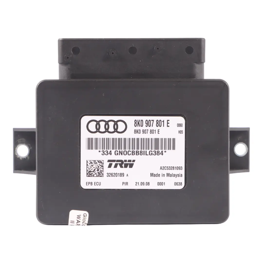 Controllo stazionamento Audi A4 B8 A5 8T Q5 8R Modulo freno elettrico per con numero di parte 8K0907801E Controllo stazionamento Audi A4 B8 A5 8T Q5 8R Modulo freno elettrico - SKU 8K0907801E - Numero di parte 8K0907801E