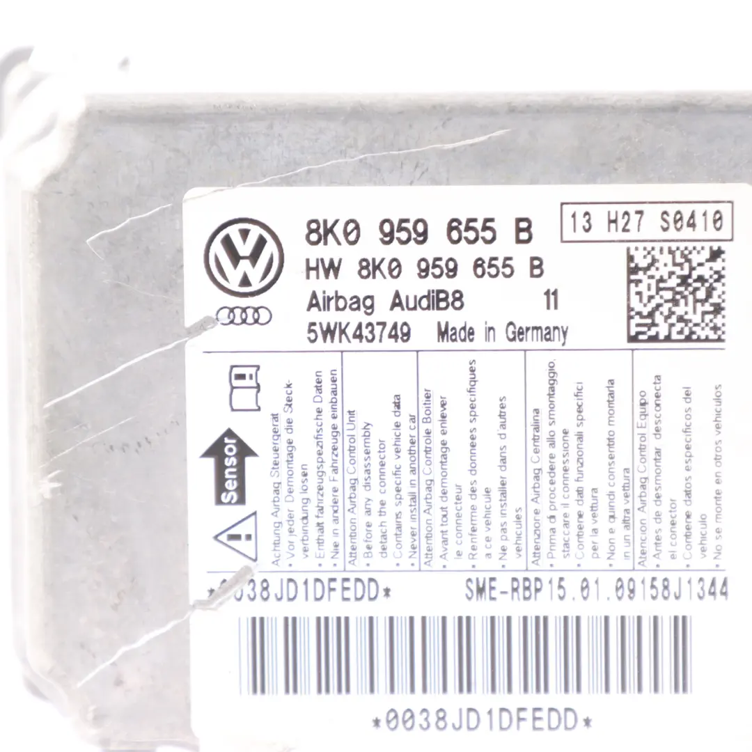 Audi S5 8T Air Module Control Unit SRS System ECU - SKU 8K0959655B - Part number 8K0959655B