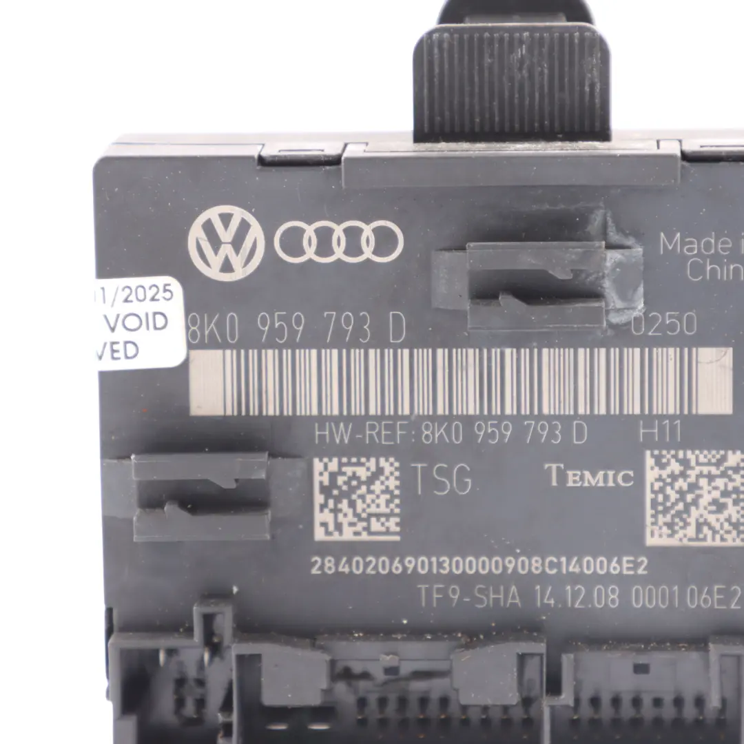 Door Module Control Unit Front Left N/S to Audi A4 B8 A5 S5 8T with Part number 8K0959793D Audi A4 B8 A5 S5 8T Door Module Control Unit Front Left N/S - SKU 8K0959793D - Part number 8K0959793D