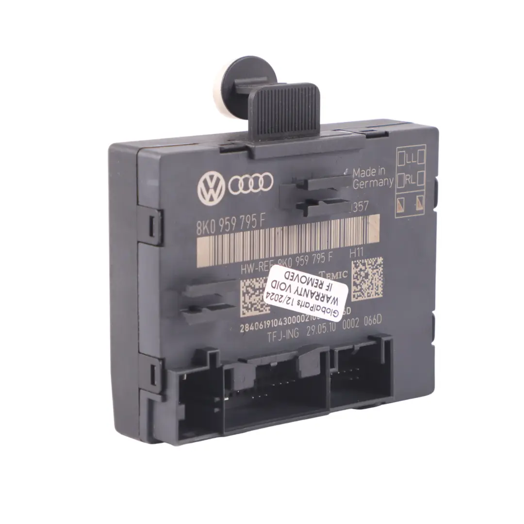 Módulo Control Puerta Trasera ECU Izquierda Derecha para Audi Q5 8R con número de pieza 8K0959795F Audi Q5 8R Módulo Control Puerta Trasera ECU Izquierda Derecha - SKU 8K0959795F - Número de pieza 8K0959795F