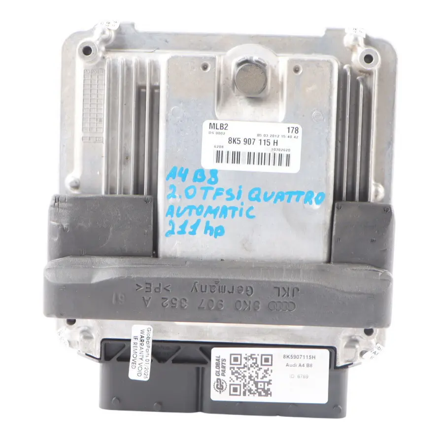 CDNC Quattro 211HP Engine Control Unit ECU to Audi A4 B8 A5 8T 2.0 TFSI with Part number 8K5907115H Audi A4 B8 A5 8T 2.0 TFSI CDNC Quattro 211HP Engine Control Unit ECU - SKU 8K5907115H - Part number 8K5907115H