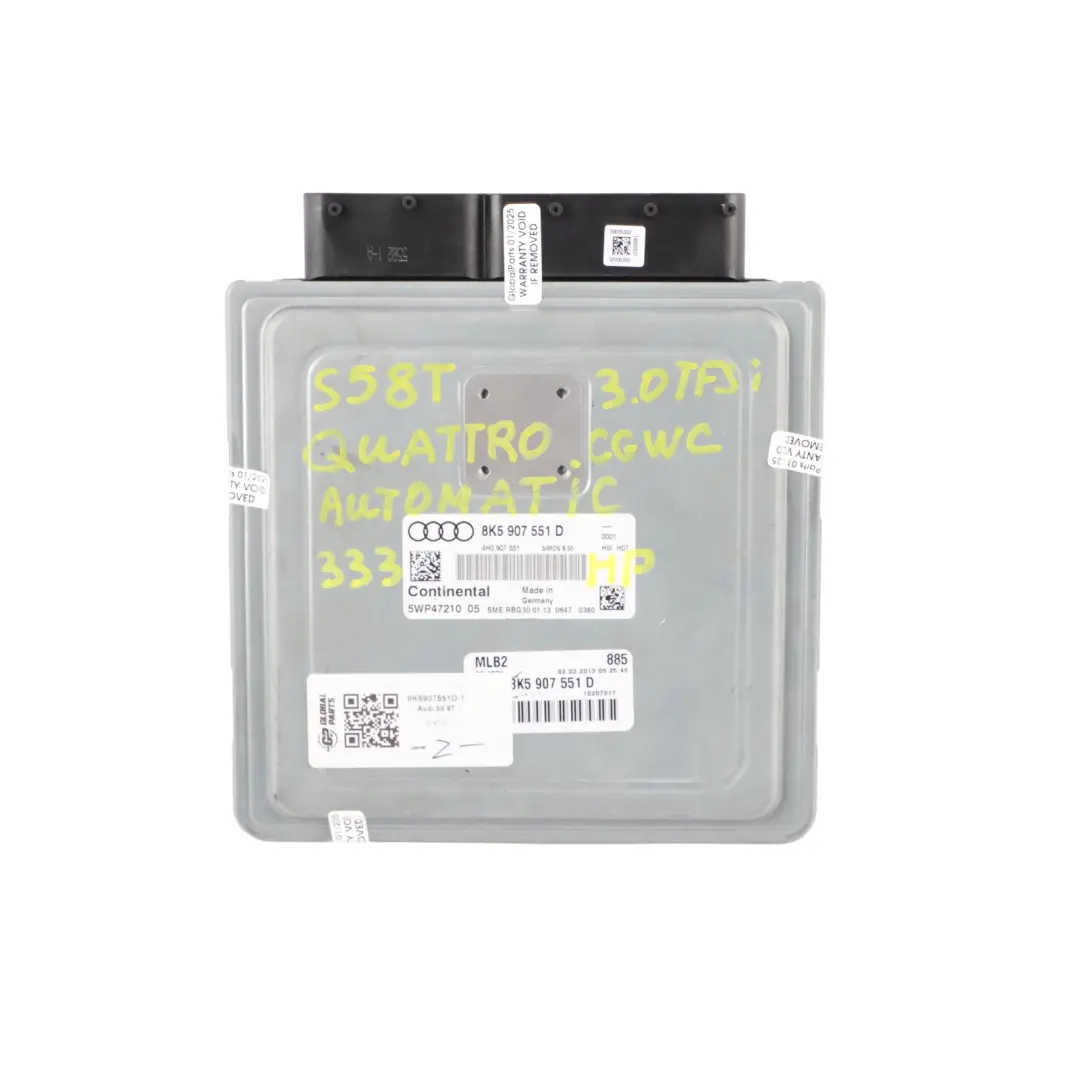 Audi S5 8T 3.0 TFSI CGWC 333HP Quattro Engine ECU Kit Ignition + Key - SKU 8K5907551D-1 - Part number 8K5907551D