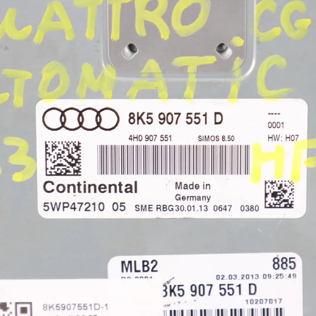Audi S5 8T 3.0 TFSI CGWC 333HP Quattro Engine ECU Kit Ignition + Key - SKU 8K5907551D-1 - Part number 8K5907551D