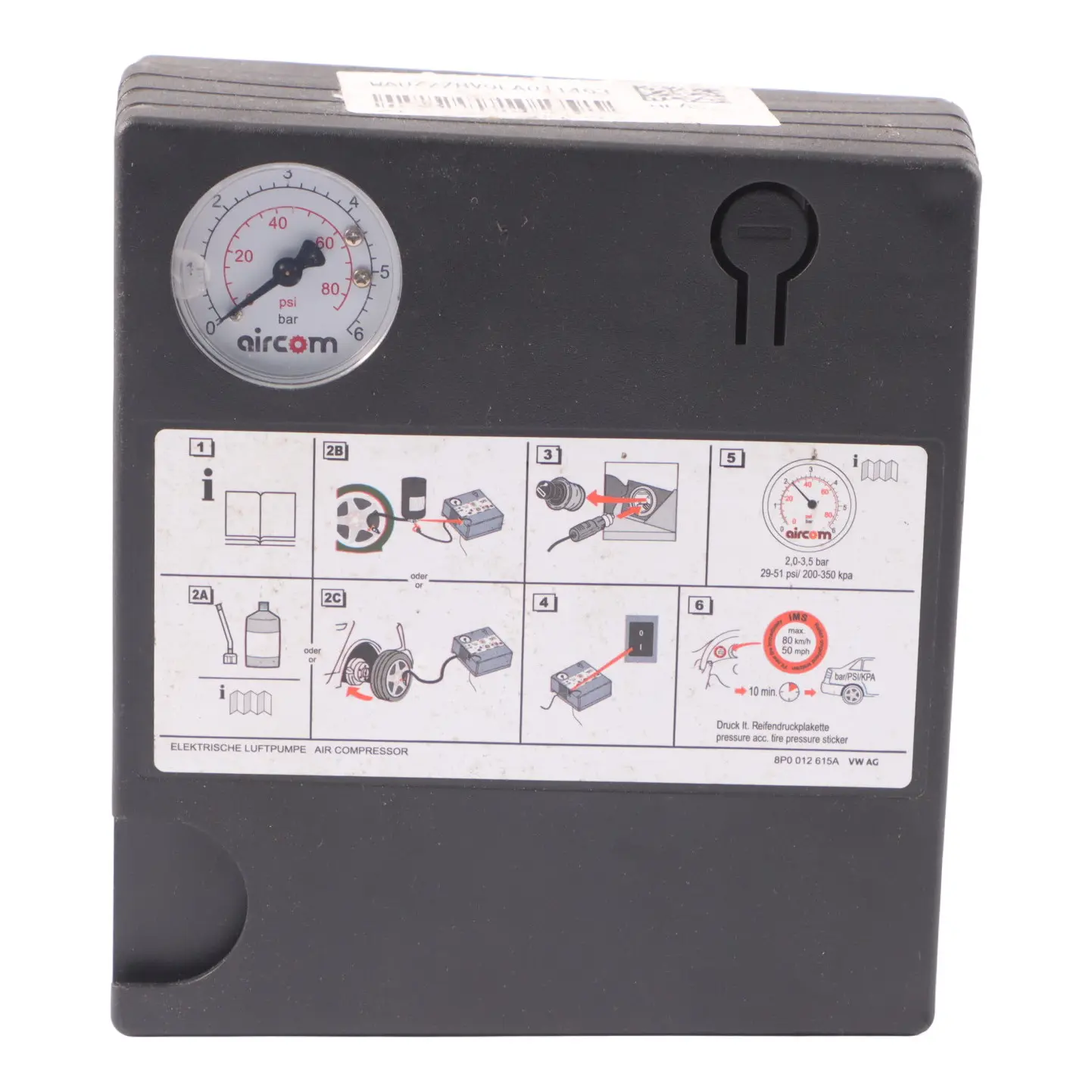 Audi A3 8V Juego herramientas emergencia para neumáticos Compresor 8P0012615A