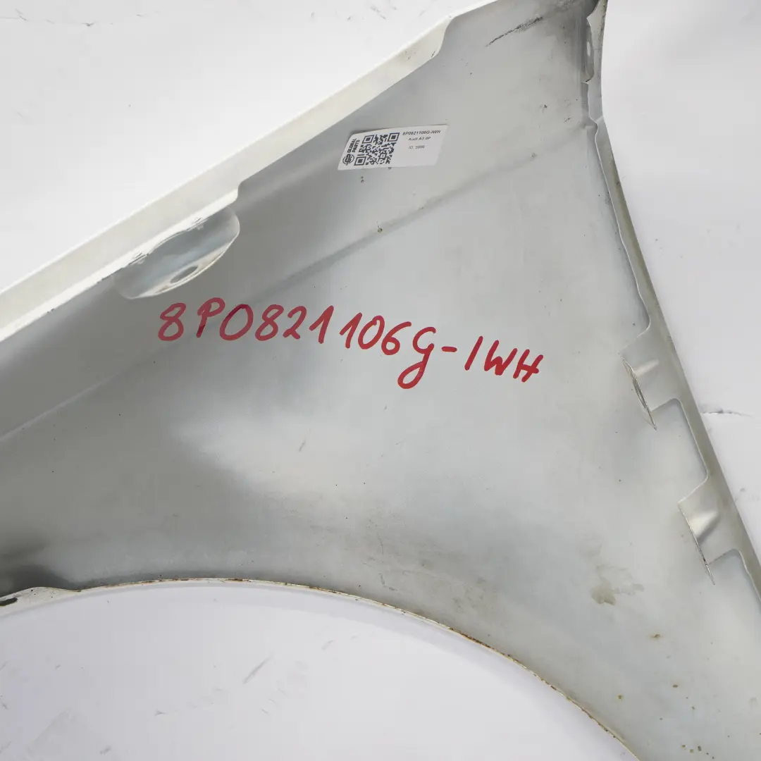 Side Panel Front Right O/S Wing Fender Ibis White - Y9C to Audi A3 8P with Part number 8P0821106G Audi A3 8P Side Panel Front Right O/S Wing Fender Ibis White - Y9C - SKU 8P0821106G-IWH - Part number 8P0821106G