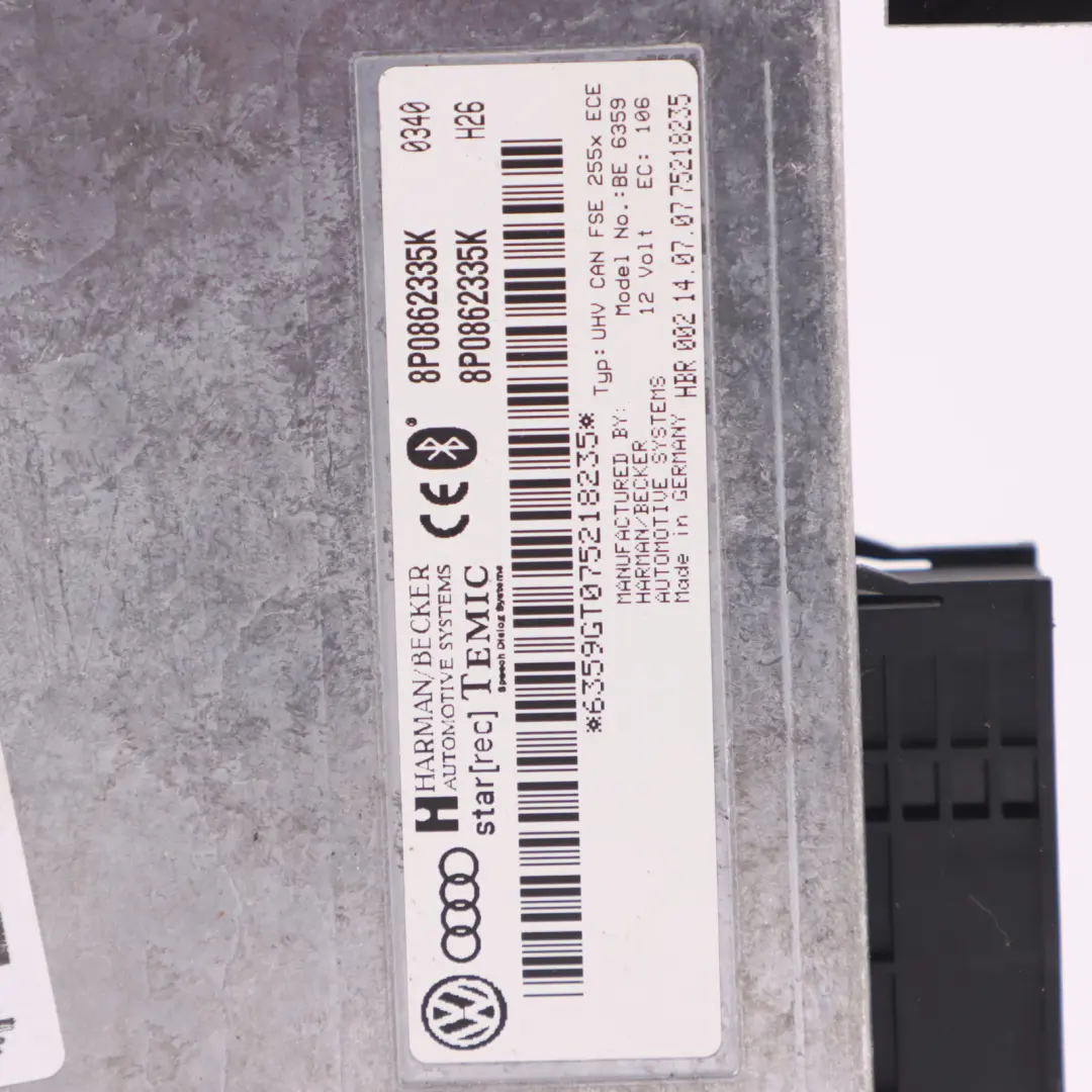  Interfaz Bluetooth Audi TT 8J A3 8P Multimedia Steuergerät ECU - SKU 8P0862335K - Número de pieza 8P0862335K
