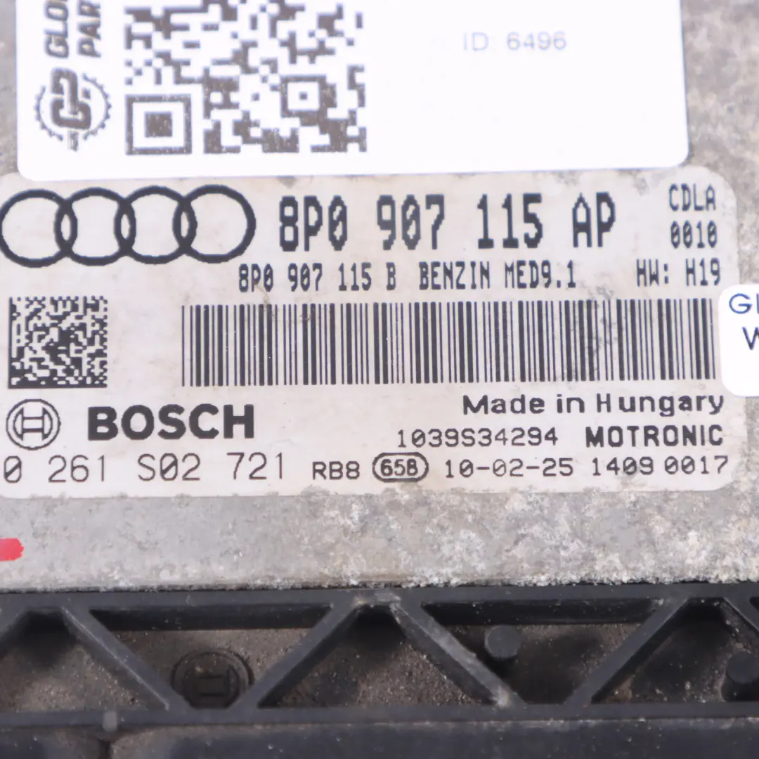 Audi S3 8P 2.0 TFSI CDLA 265HP Engine ECU Kit Ignition + Key Manual - SKU 8P0907115AP-1 - Part number 8P0907115AP