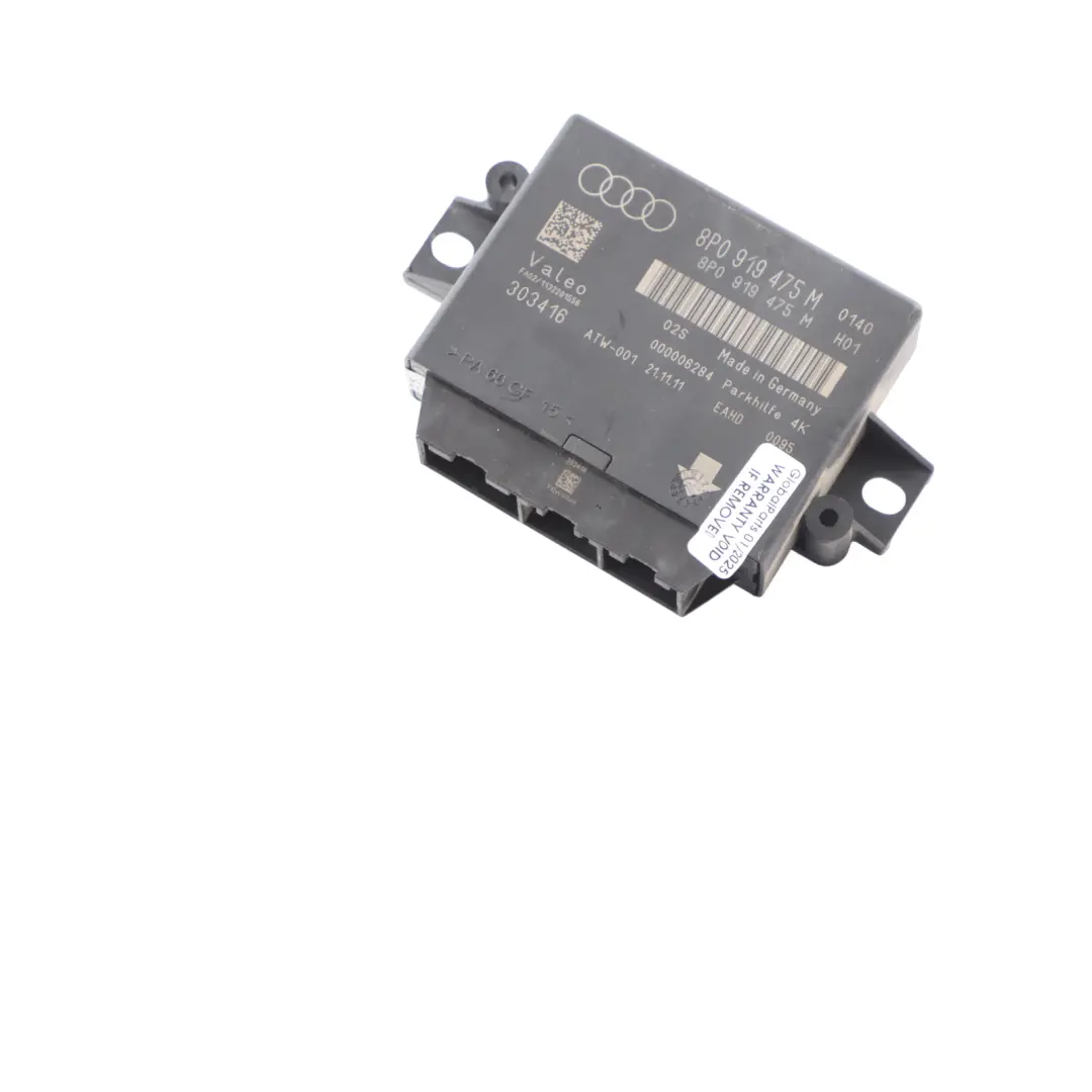 PDC Einpark Hilfe Distanz Kontroll Modul Steuergerät für Audi A3 8P mit Teilenummer 8P0919475M Audi A3 8P PDC Einpark Hilfe Distanz Kontroll Modul Steuergerät - SKU 8P0919475M - Teilenummer 8P0919475M