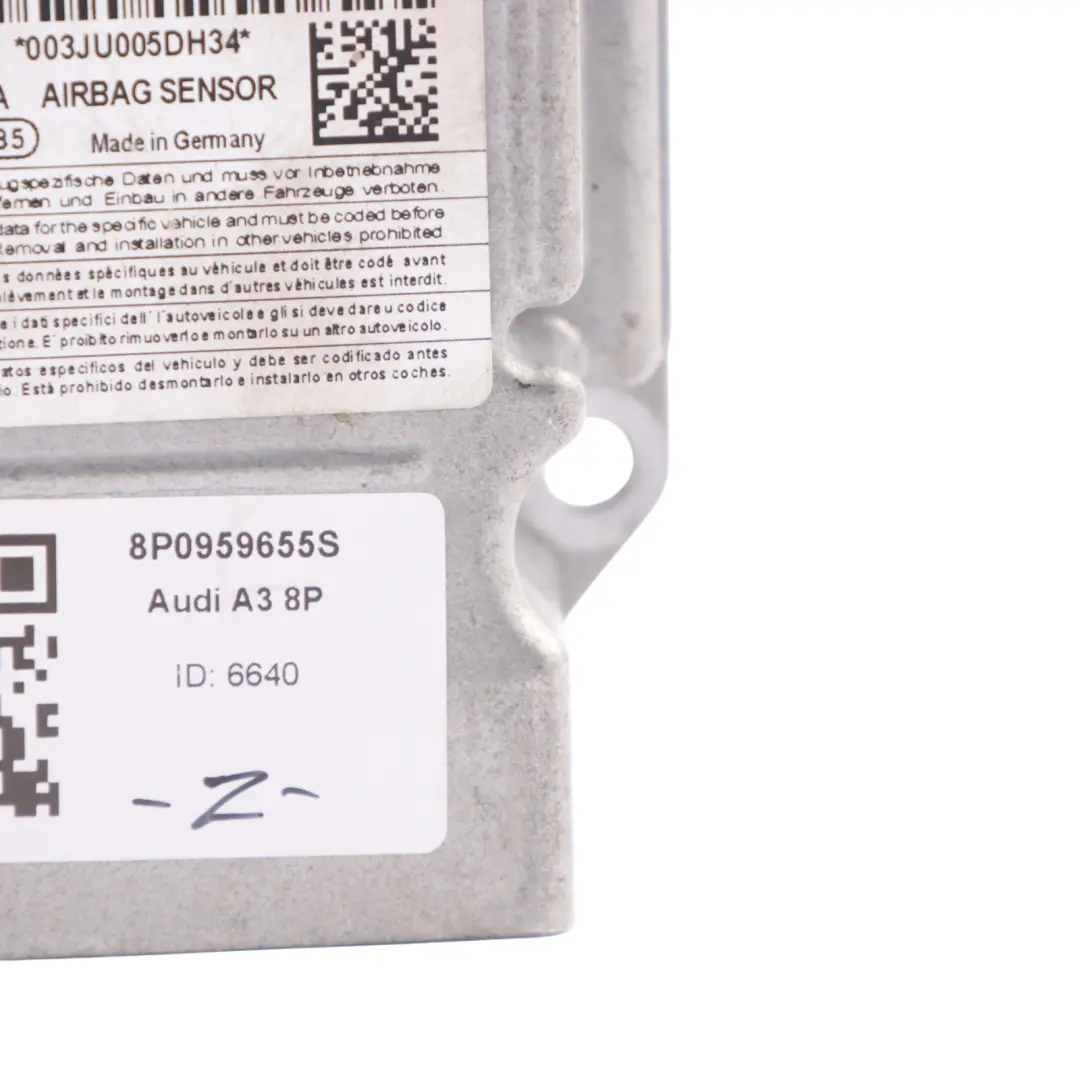 Modulo Aria Sensore Di Controllo SRS Sistema ECU Unità per Audi A3 8P con numero di parte 8P0959655S Audi A3 8P Modulo Aria Sensore Di Controllo SRS Sistema ECU Unità - SKU 8P0959655S - Numero di parte 8P0959655S