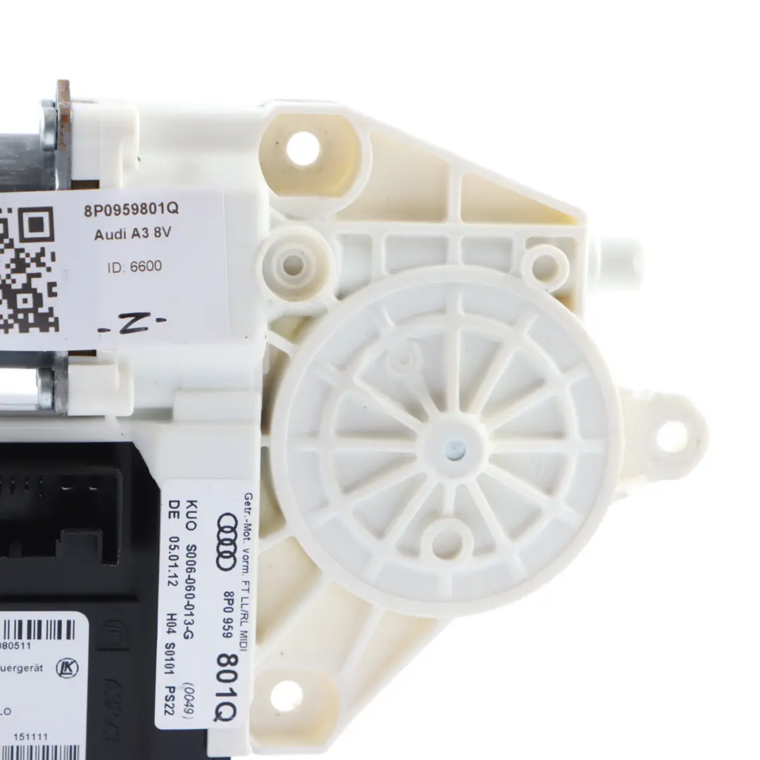 Audi A3 8P Door Window Lifter Motor Unit Front Driver's Side - SKU 8P0959801Q - Part number 8P0959801Q