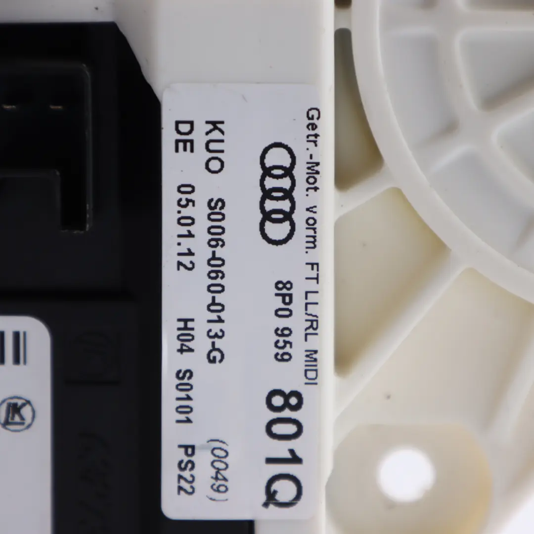 Audi A3 8P Tür Fenster Heber Motor Einheit Vorne Fahrerseite - SKU 8P0959801Q - Teilenummer 8P0959801Q