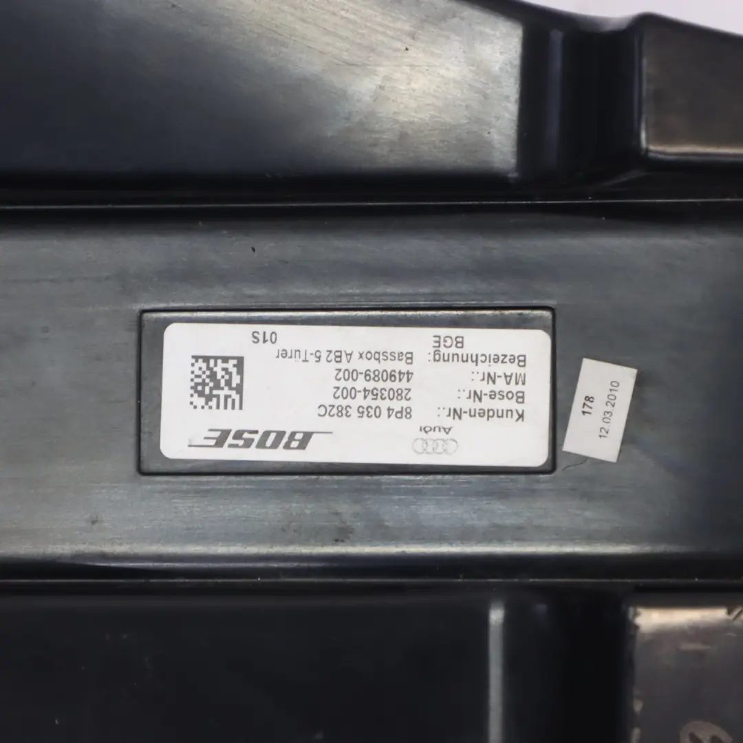 Audi S3 8P Rear Door Bose Subwoofer Loud Speaker Box Left N/S - SKU 8P4035382C - Part number 8P4035382C