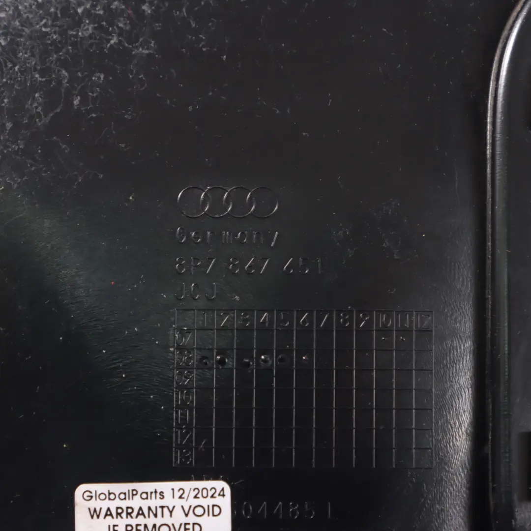 Tapicerka Boczek Osłona Prawy Tył do Audi A3 8P o numerze 8P7867117 Audi A3 8P Tapicerka Boczek Osłona Prawy Tył - SKU 8P7867117 - Numer Części 8P7867117