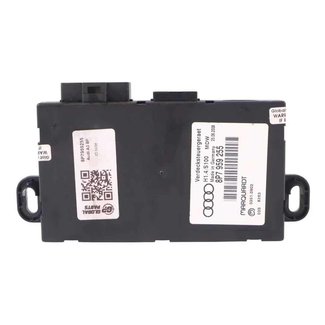 Module de commande du toit décapotable ECU pour Audi A3 8P à propos du numéro de pièce 8P7959255 Audi A3 8P Module de commande du toit décapotable ECU - SKU 8P7959255 - Numéro de pièce 8P7959255