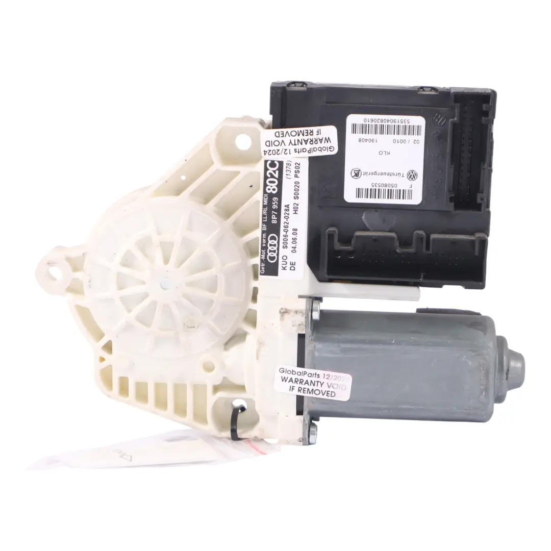 Audi A3 8P Front Door Window Lifter Mechanism Motor Left N/S - SKU 8P7959802D - Part number 8P7959802D