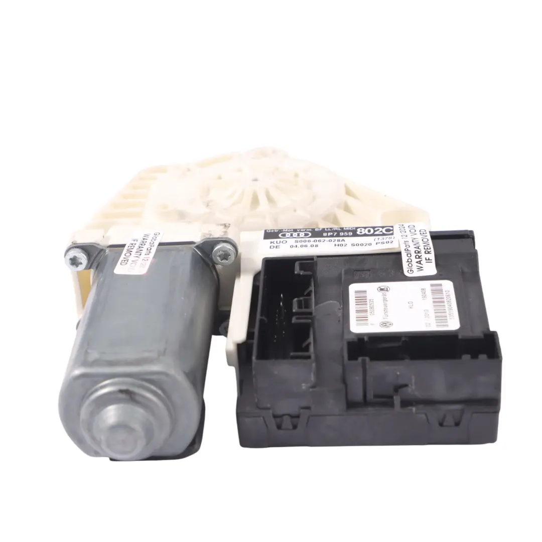 Front Door Window Lifter Mechanism Motor Left N/S to Audi A3 8P with Part number 8P7959802D Audi A3 8P Front Door Window Lifter Mechanism Motor Left N/S - SKU 8P7959802D - Part number 8P7959802D