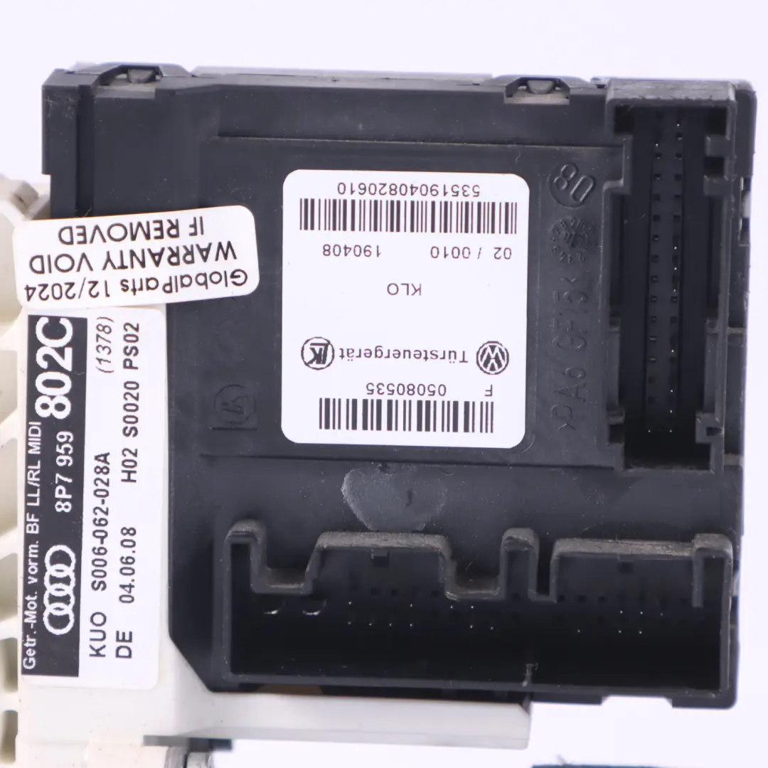 Audi A3 8P Front Door Window Lifter Mechanism Motor Left N/S - SKU 8P7959802D - Part number 8P7959802D