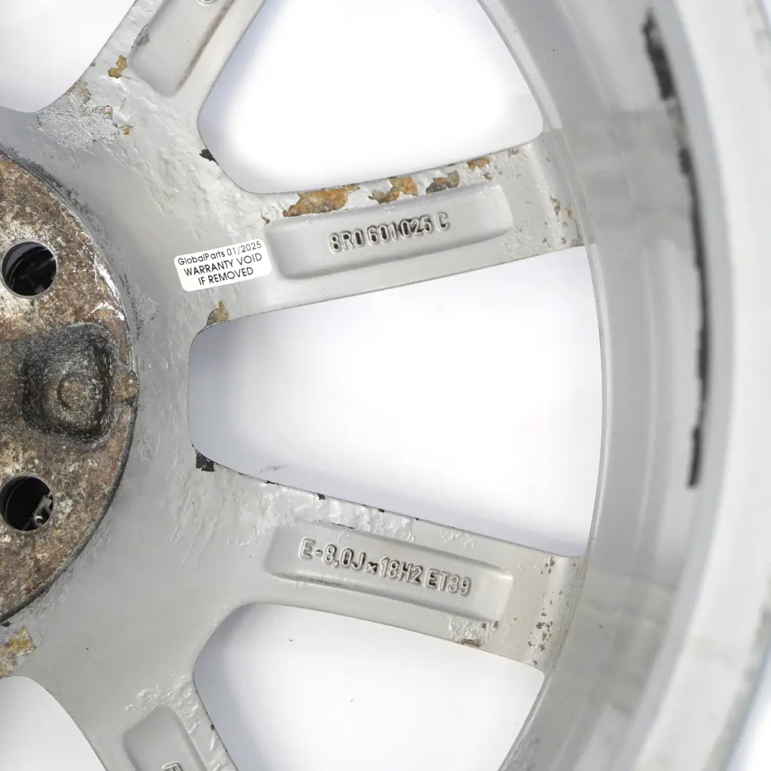 Alloy Rim 18" 8J ET:39 Double Spoke to Audi Q5 8R Silver Wheel with Part number 8R0601025C Audi Q5 8R Silver Wheel Alloy Rim 18" 8J ET:39 Double Spoke - SKU 8R0601025C-4 - Part number 8R0601025C