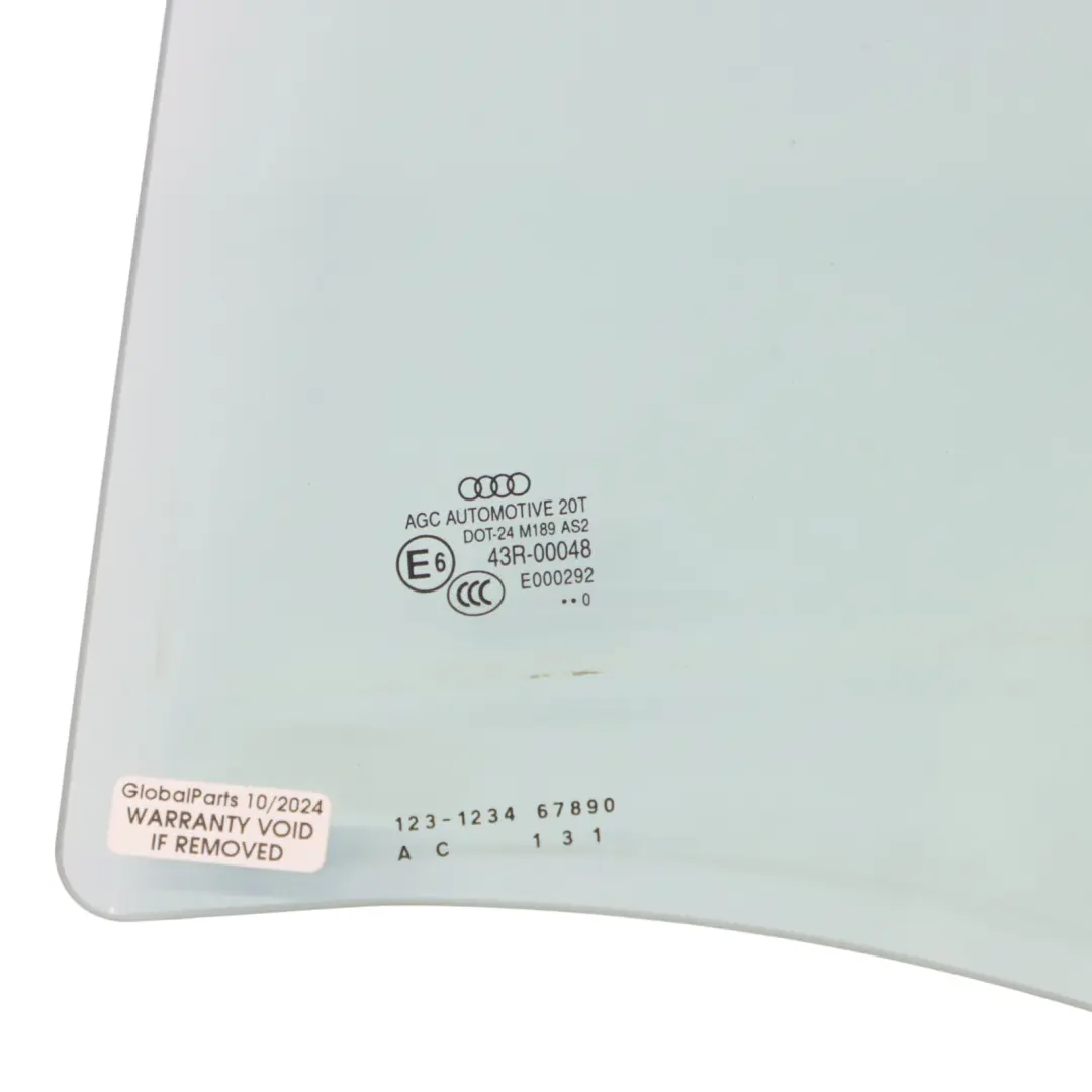 Audi Q5 8R Side Glass Window Rear Door Left N/S Green AS2 - SKU 8R0845205F - Part number 8R0845205F