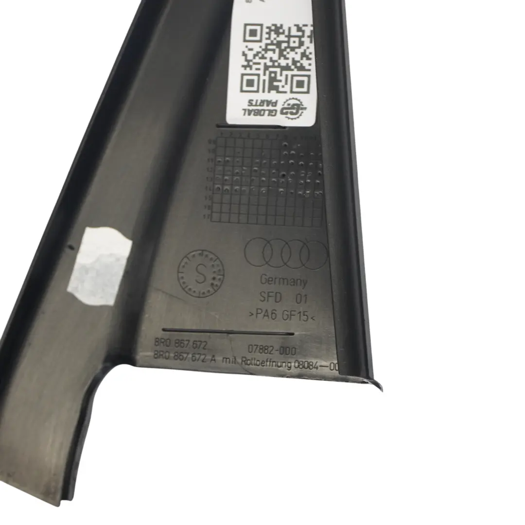Ramka Okna Wykończenie Drzwi Tył Prawe do AUDI Q5 8R o numerze 8R0867672 AUDI Q5 8R Ramka Okna Wykończenie Drzwi Tył Prawe - SKU 8R0867672 - Numer Części 8R0867672