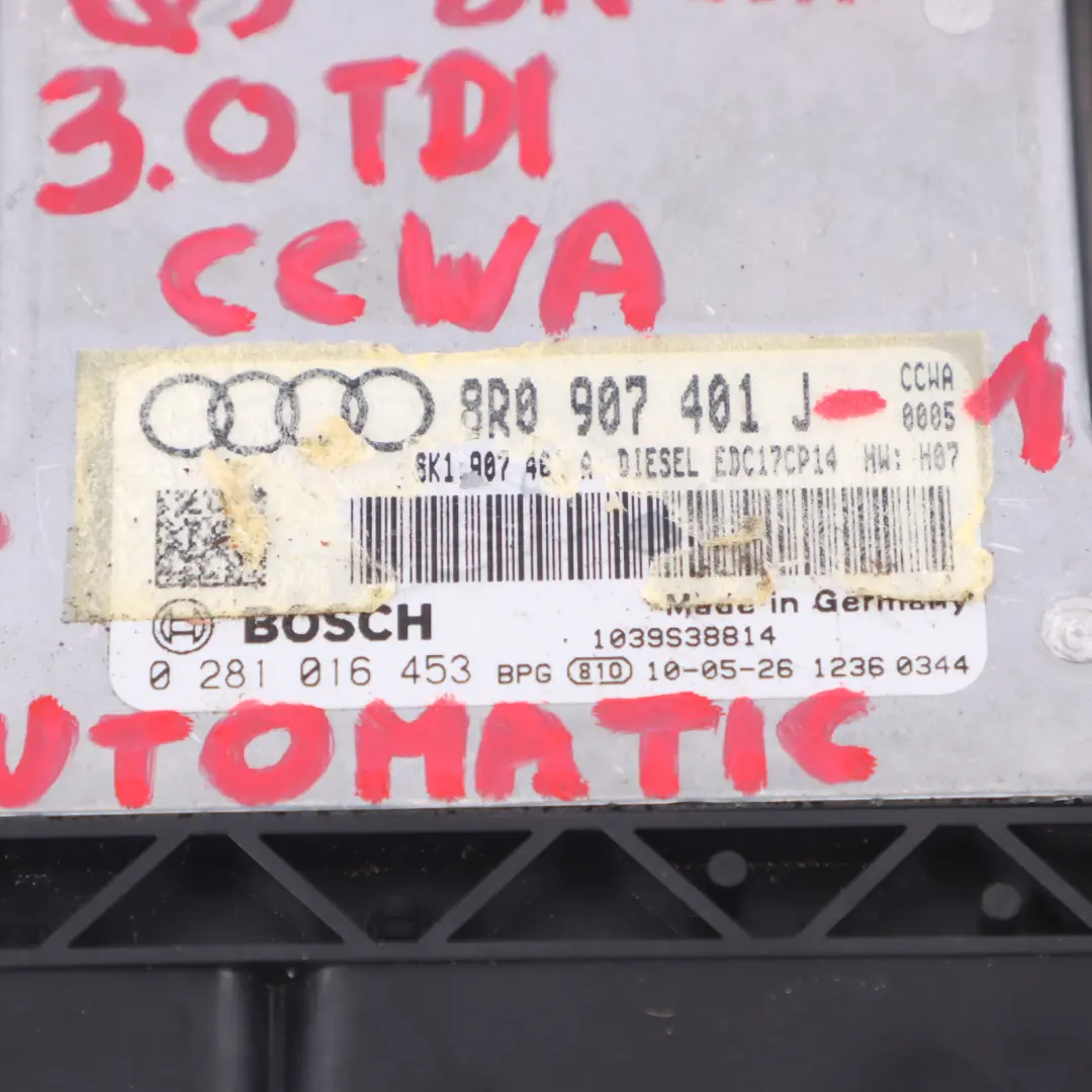 Audi Q5 8R 3.0 TDI CCWA 240HP Quattro Engine ECU Kit Ignition + Key - SKU 8R0907401J-1 - Part number 8R0907401J