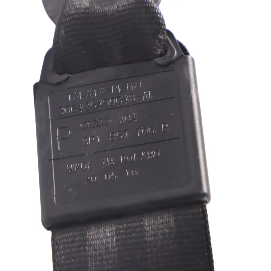 Audi Q5 8R Seat Belt Front Right O/S Upper Safety Belt Black - SKU 8R1857706L - Part number 8R1857706L