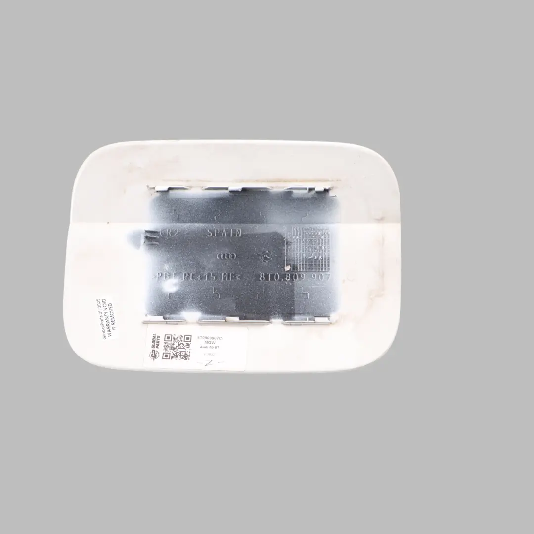 Audi A5 8T Bouchon de réservoir Cache bouchon Blanc glacier nacré S9R - SKU 8T0809907C-MGW - Numéro de pièce 8T0809907C