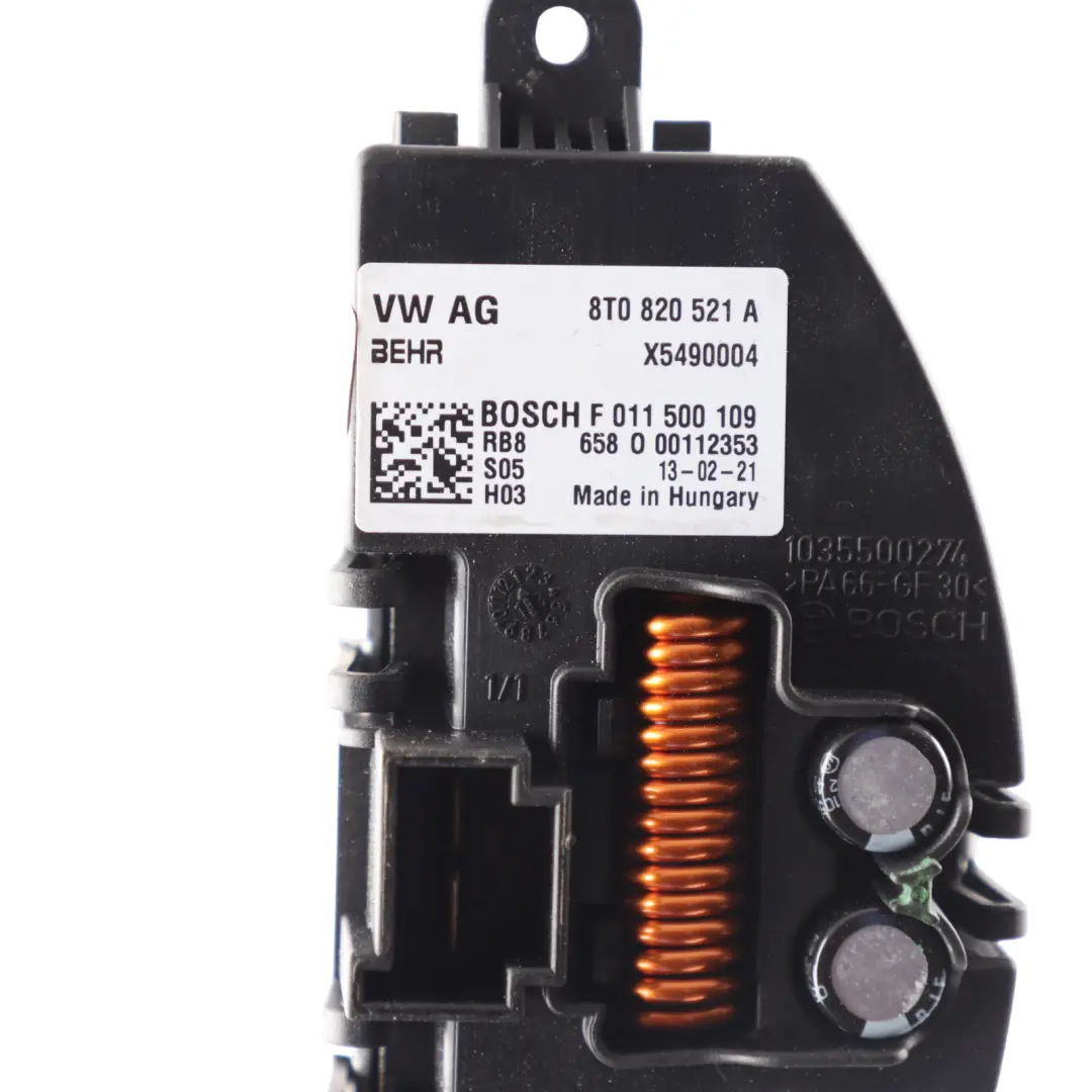 Blower Heater Fan Resistor Regulator to Audi A5 S5 8T with Part number 8T0820521A Audi A5 S5 8T Blower Heater Fan Resistor Regulator - SKU 8T0820521A - Part number 8T0820521A