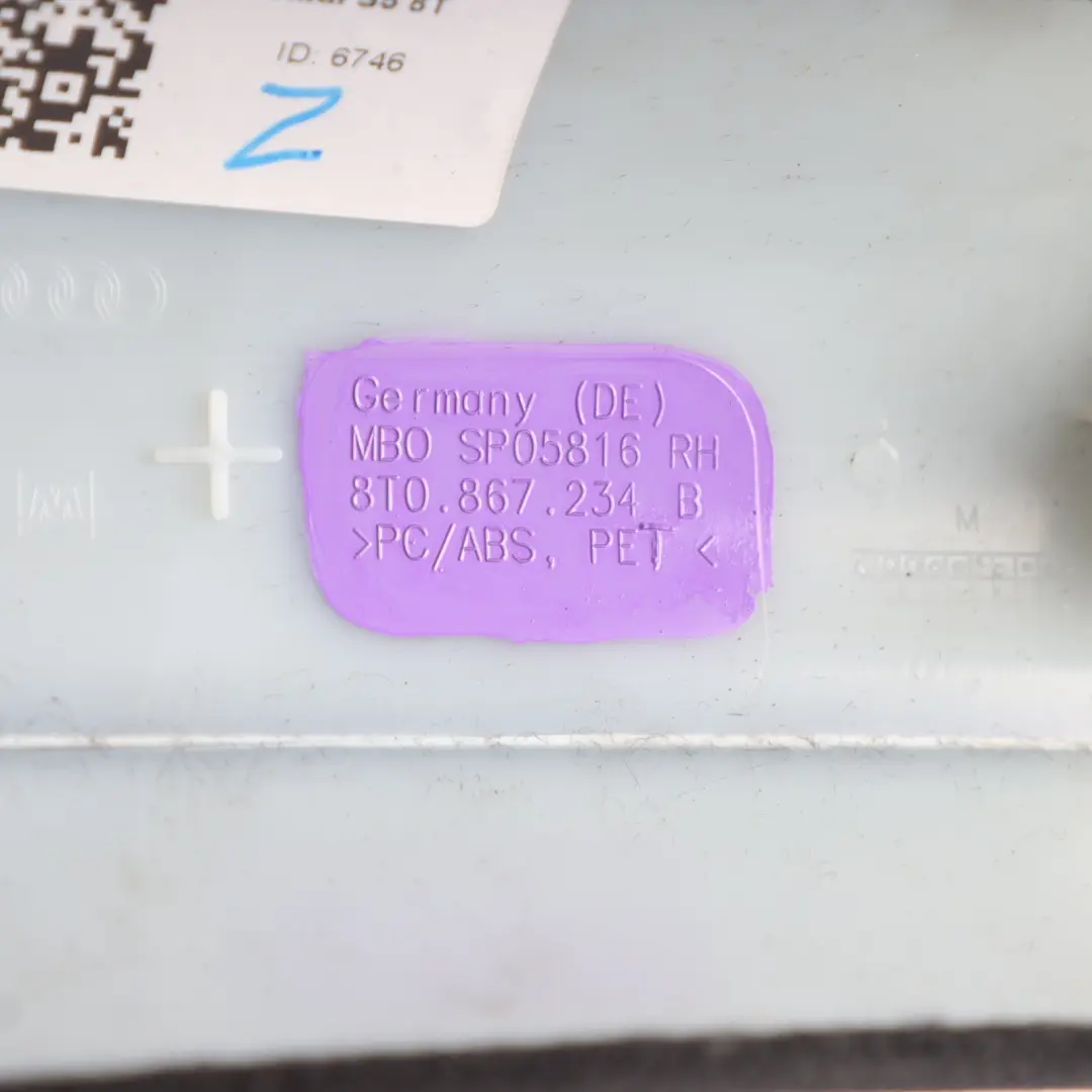 Pillar A Trim Cover Panel Upper Front Right O/S to Audi A5 S5 8T with Part number 8T0867234B Audi A5 S5 8T Pillar A Trim Cover Panel Upper Front Right O/S - SKU 8T0867234B - Part number 8T0867234B