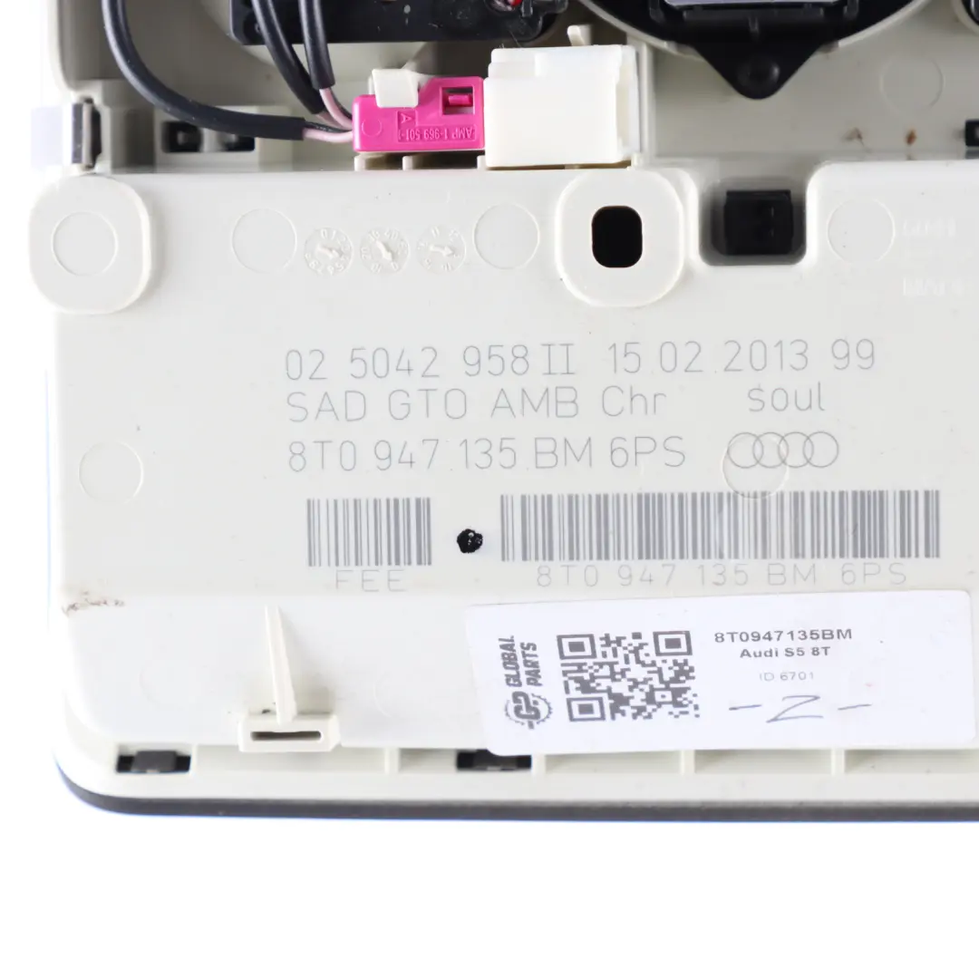 Reading Light Audi A5 S5 8T Front Lamp Sun Roof Switch Panel Black to with Part number 8T0947135BM Reading Light Audi A5 S5 8T Front Lamp Sun Roof Switch Panel Black - SKU 8T0947135BM - Part number 8T0947135BM
