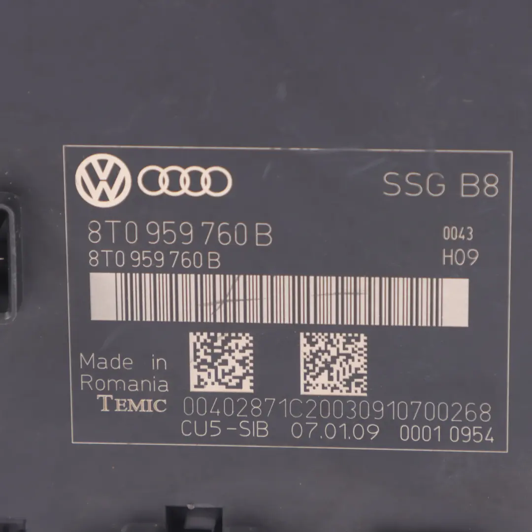 Audi S5 8T Unité de module de contrôle sièges avant ECU gauche droite - SKU 8T0959760B - Numéro de pièce 8T0959760B