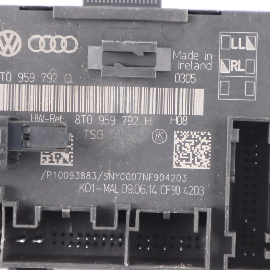 Door Module Audi A5 8T A4 B8 Control Front Left N/S Unit to with Part number 8T0959792H Door Module Audi A5 8T A4 B8 Control Front Left N/S Unit - SKU 8T0959792H - Part number 8T0959792H
