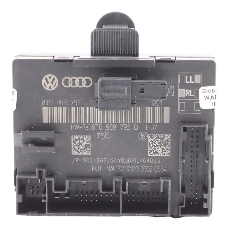 Módulo Puerta Unidad De Control Lado Delantero Pasajero para Audi A5 S5 8T con número de pieza 8T0959792J Audi A5 S5 8T Módulo Puerta Unidad De Control Lado Delantero Pasajero - SKU 8T0959792J - Número de pieza 8T0959792J