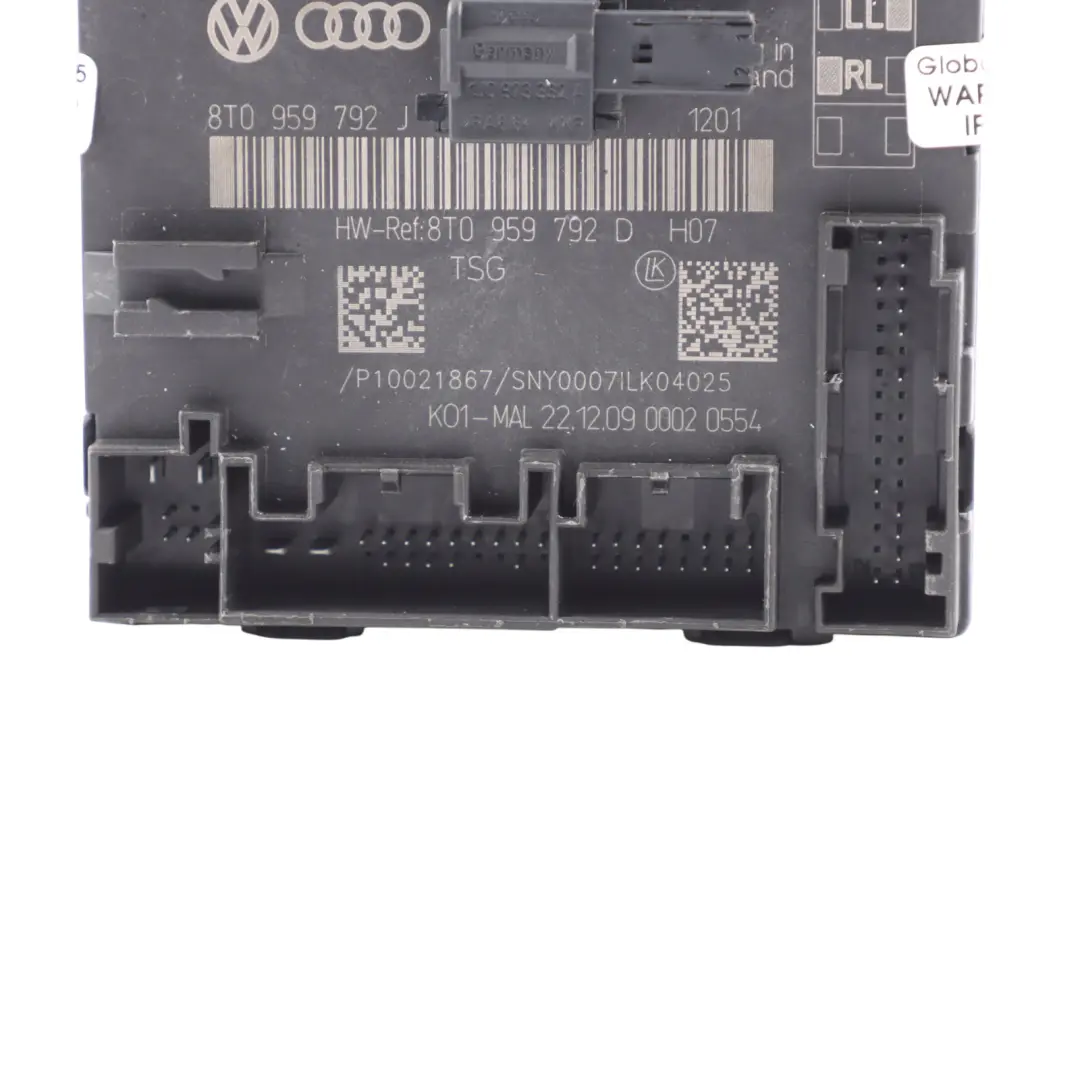 Door Module Control Unit Front Passenger Side to Audi A5 S5 8T with Part number 8T0959792J Audi A5 S5 8T Door Module Control Unit Front Passenger Side - SKU 8T0959792J - Part number 8T0959792J