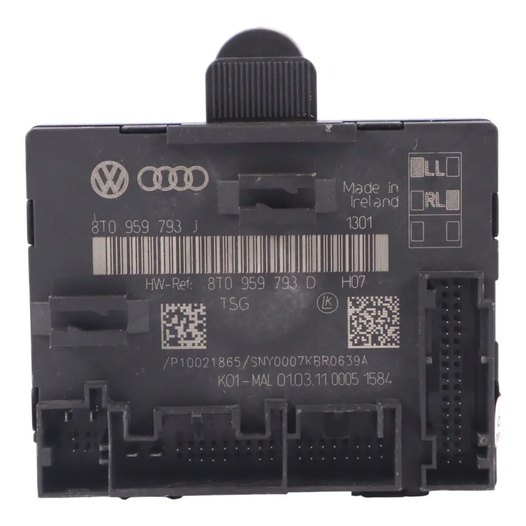 Módulo Puerta Unidad Control ECU Lado Conductor Delantero para Audi A5 8T con número de pieza 8T0959793J Audi A5 8T Módulo Puerta Unidad Control ECU Lado Conductor Delantero - SKU 8T0959793J - Número de pieza 8T0959793J