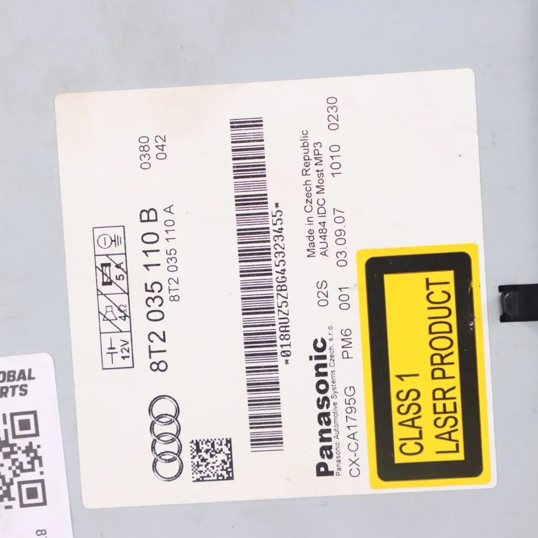 Audi A5 8T Unità principale radio Navi Lettore CD DVD Changer - SKU 8T2035110B - Numero di parte 8T2035110B