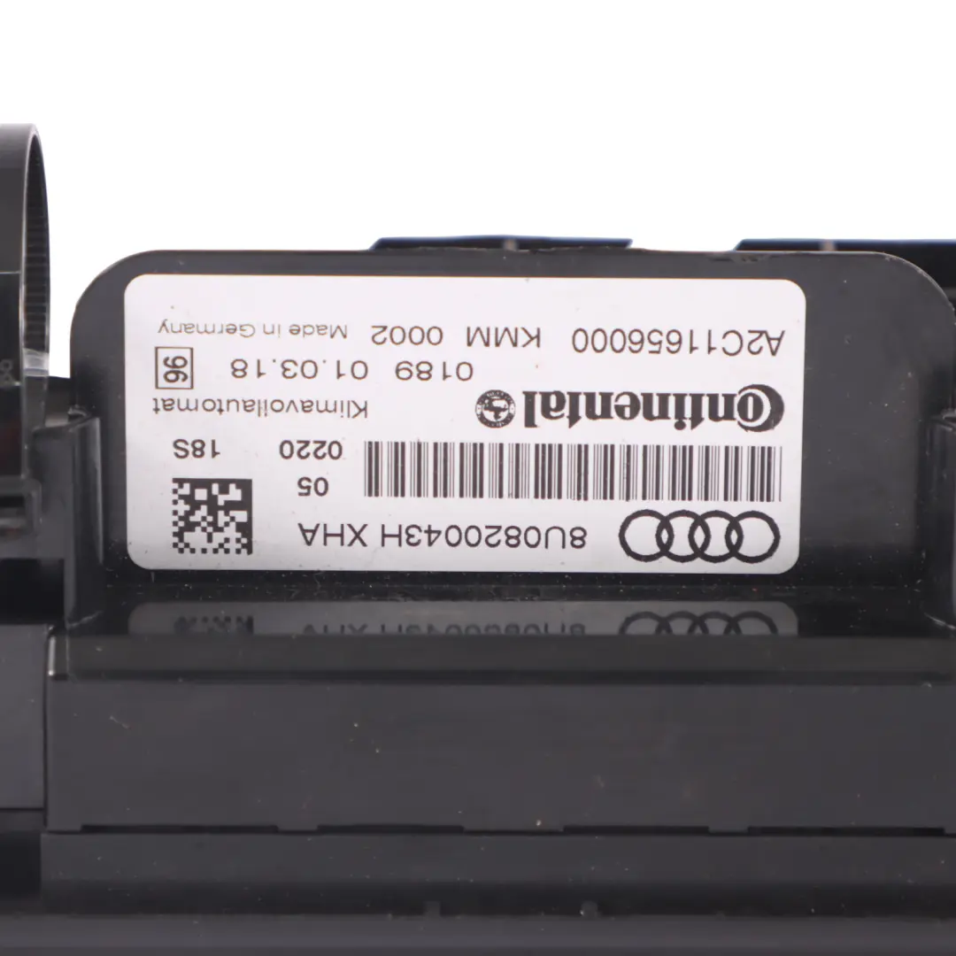 Audi Q3 8U A/C Panneau de commande du système de climatisation - SKU 8U0820043H - Numéro de pièce 8U0820043H