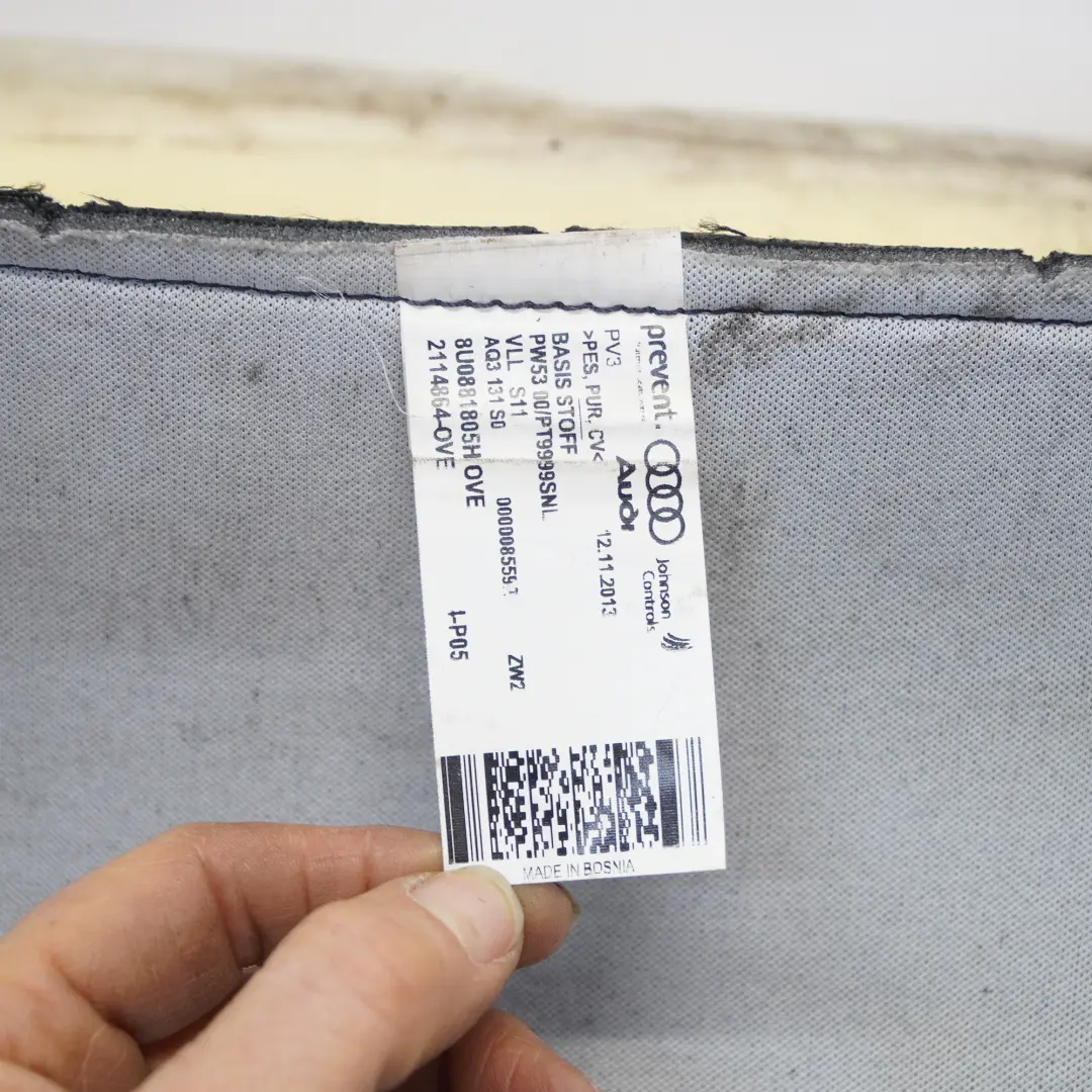 Housse de dossier de siège avant gauche Tissu Soul Noir Marron pour Audi Q3 8U à propos du numéro de pièce 8U0881805H Audi Q3 8U Housse de dossier de siège avant gauche Tissu Soul Noir Marron - SKU 8U0881805H - Numéro de pièce 8U0881805H